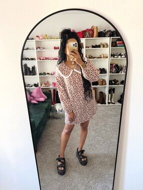 Leopard Print Peter Pan Collar Mini Dress